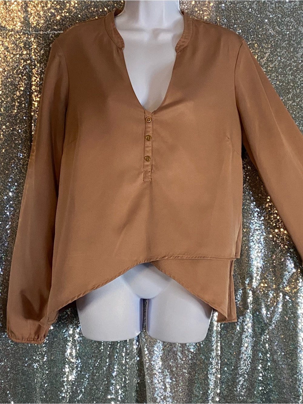 Guess | GBG Los Angeles |  Dusty Rose Sharkbite Blouse | Hi-Low Hem | Large